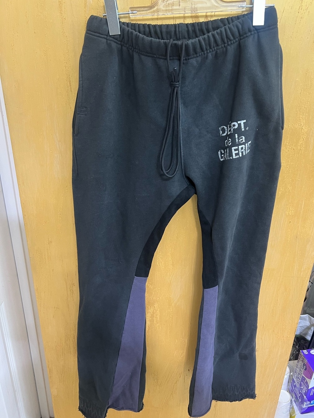 Gallery Dept Black Joggers with Purple Leg Panels
